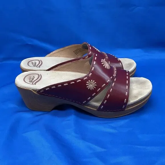 Dansko Chunky Slide Sandal Brown Leather Womens US11 UE42 - Picture 1 of 9